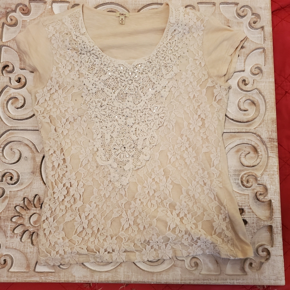 Country Girl Reba Lacey Tee, Size Med.